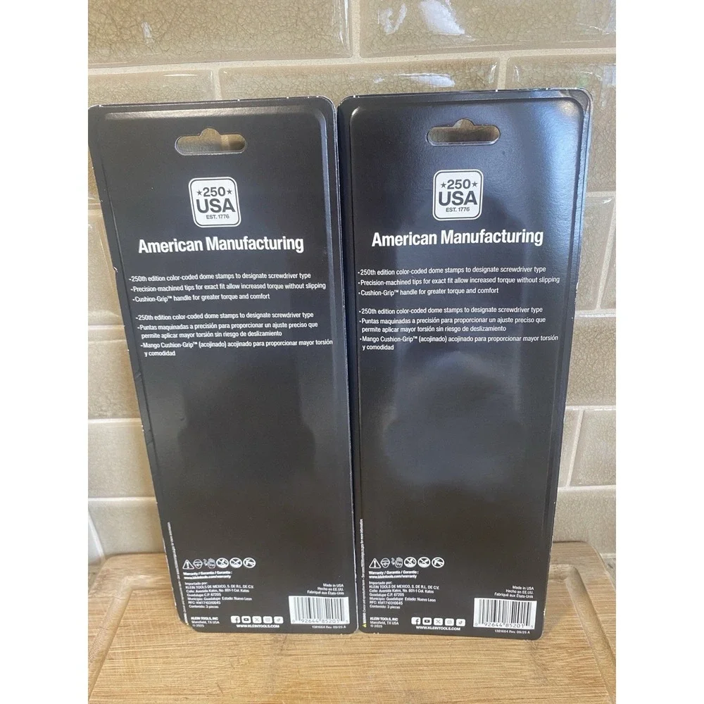 Klein Tools 85443250 250th Anniversary Screwdriver 2 PACK Set 3-Piece USA NIB